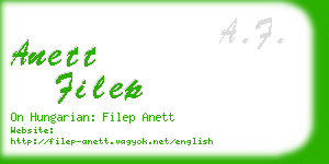 anett filep business card